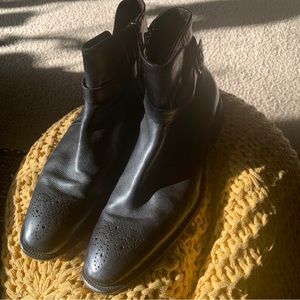 Johnston & Murphy Ankle Boot 27-1801 Side Zipper W/ Belt & Buckle  Size 11 M